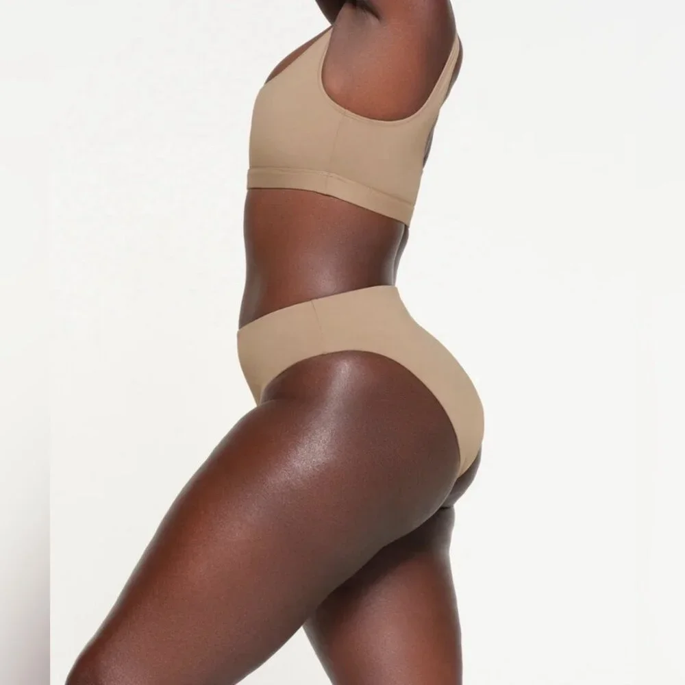 SKIMS NEW Recycled Swim Tank Bikini Top & Mid Waist Bottom In Desert Size L/XL